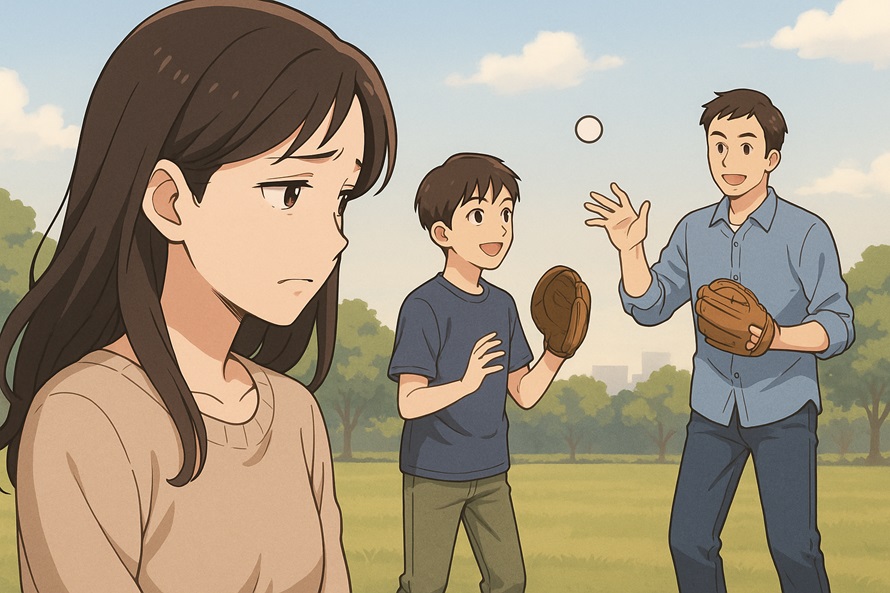 父親とのキャッチボールを楽しむ子供