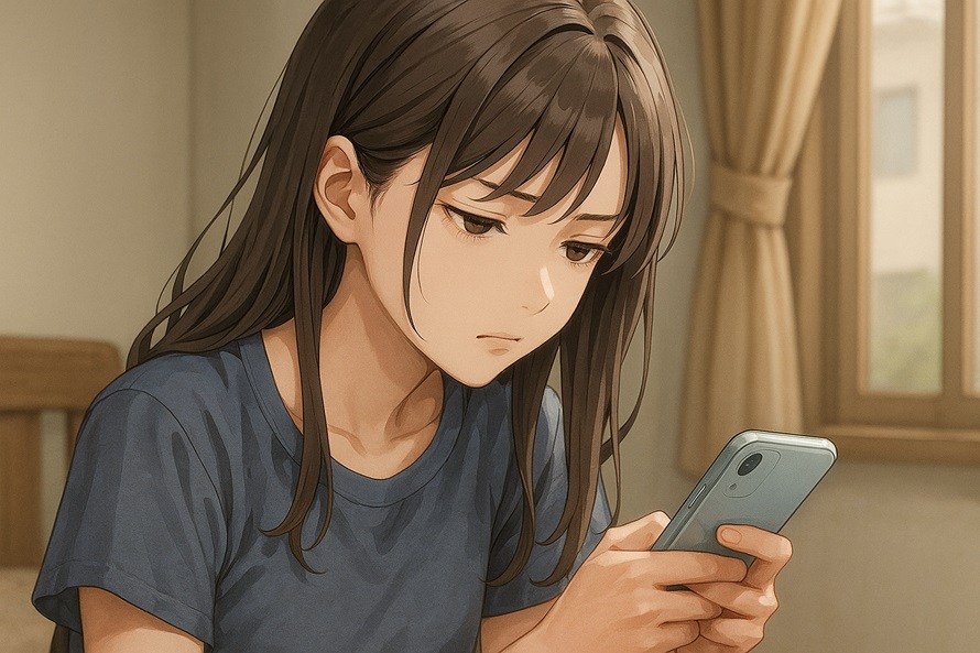 そっけない返信をする女性