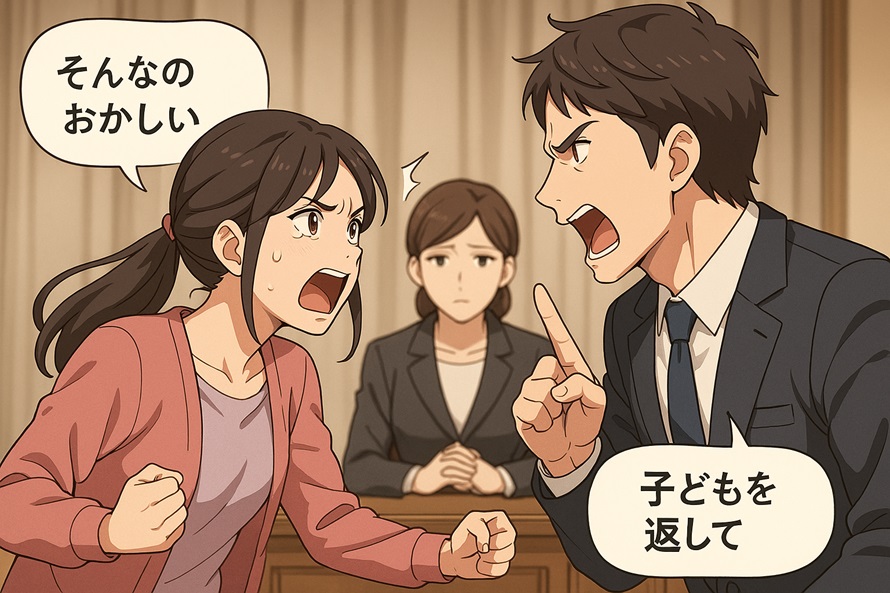 父親の理不尽な主張に感情が出る母親