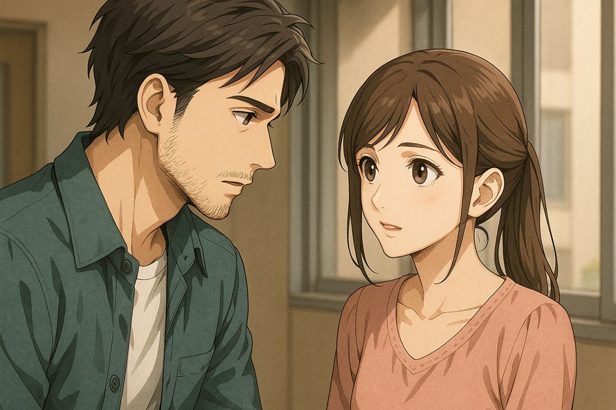 目を合わせる女性