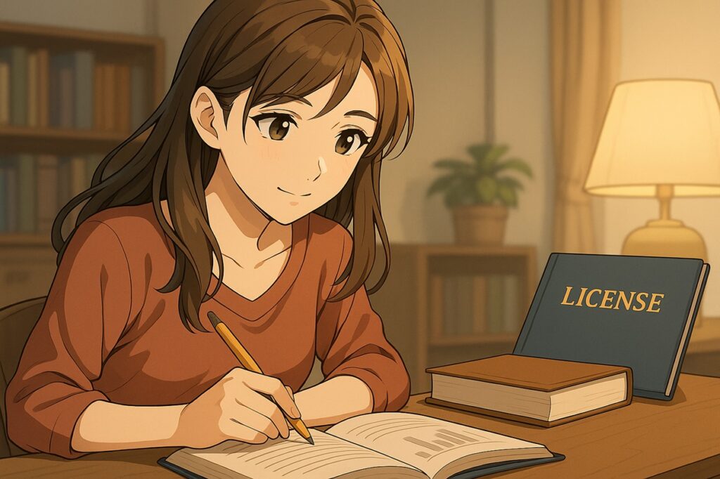 資格の勉強をするシングルマザー